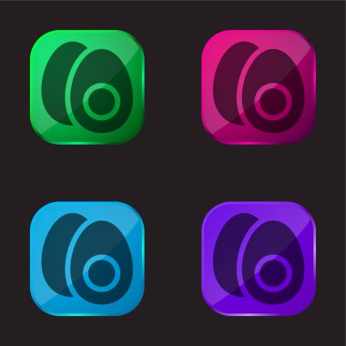 Haşlanmış yumurta dört renkli cam simge