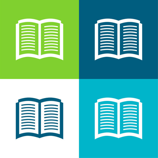 Книга Открыта Символ Плоский четырехцветный минимальный набор значков