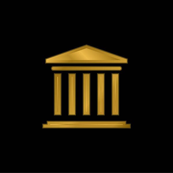 Bank gold plated metalic icon or logo vector