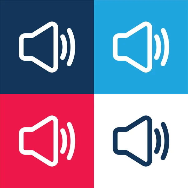 Audio Blue Red Four Color Minimal Icon Set — Stock Vector
