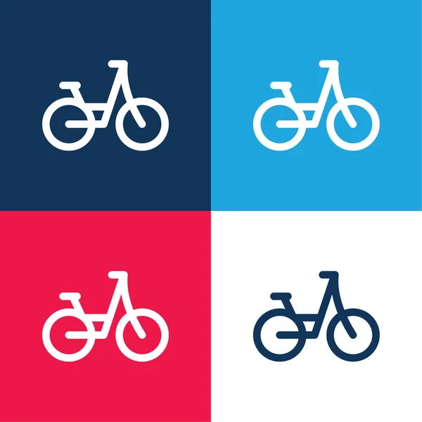 Fahrrad Blau Und Rot Vier Farben Minimales Symbol Set — Stockvektor