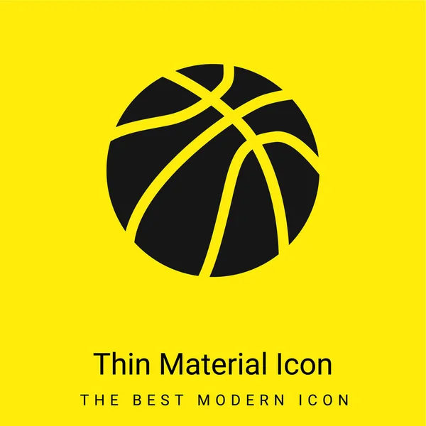 Ball Des Basketballs Minimal Leuchtend Gelbes Material Symbol — Stockvektor