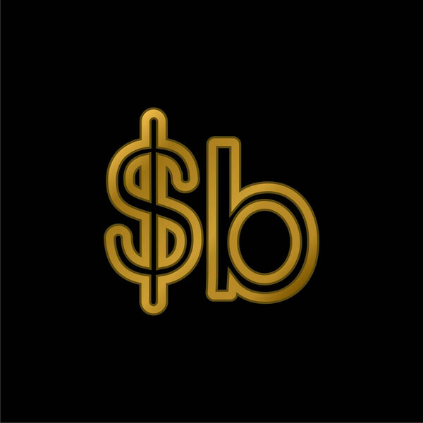 Bolivia Boliviano Currency Symbol gold plated metalic icon or logo vector