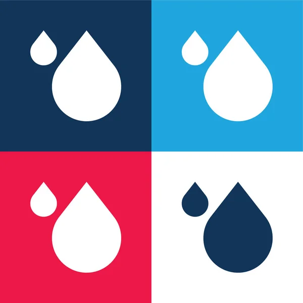 Blood Blue Red Four Color Minimal Icon Set — Stock Vector