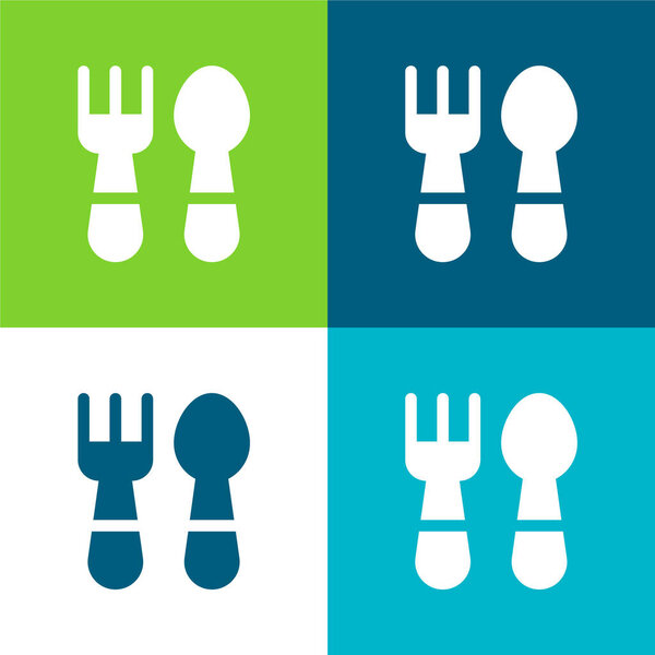 Baby Cutlery Flat four color minimal icon set