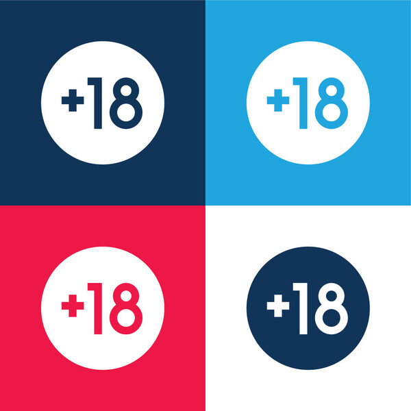 +18 blue and red four color minimal icon set