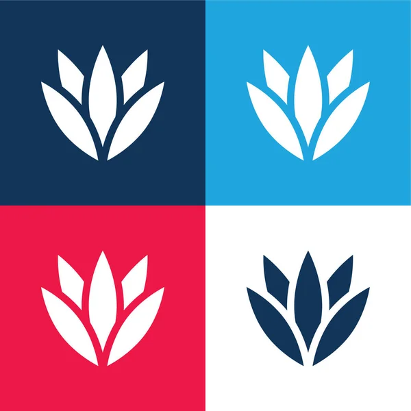 Agave Blue Red Four Color Minimal Icon Set — Stock Vector