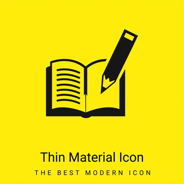 Libro Pluma Mínimo Icono Material Amarillo Brillante — Archivo Imágenes Vectoriales