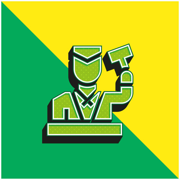 Аукцион Зеленый и желтый современный 3d векторный логотип