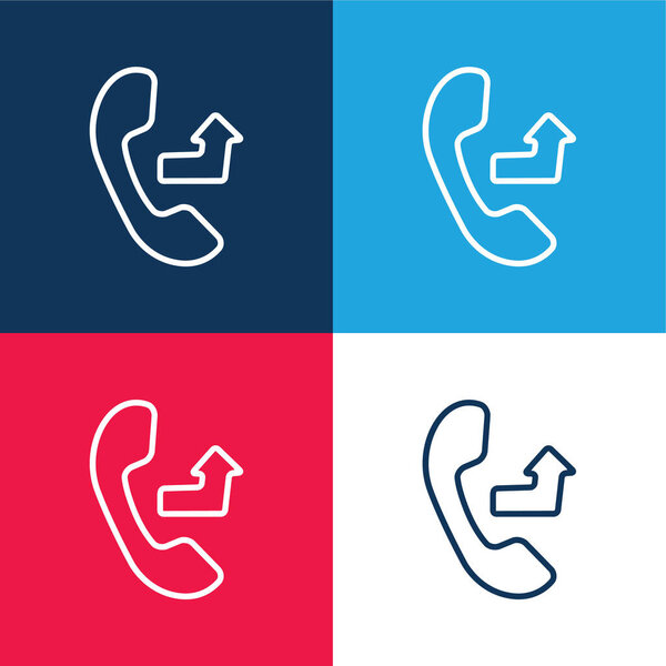Auricular With An Outgoing Arrow Sign blue and red four color minimal icon set