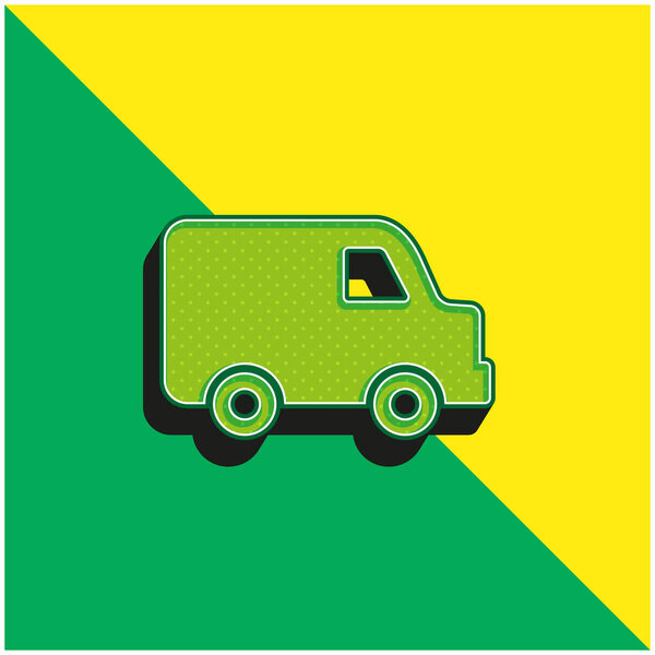 Black Delivery Small Truck Side View Green and yellow modern 3d vector icon logo