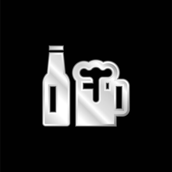 Beer silver plated metallic icon