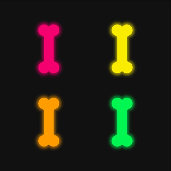 Bone four color glowing neon vector icon