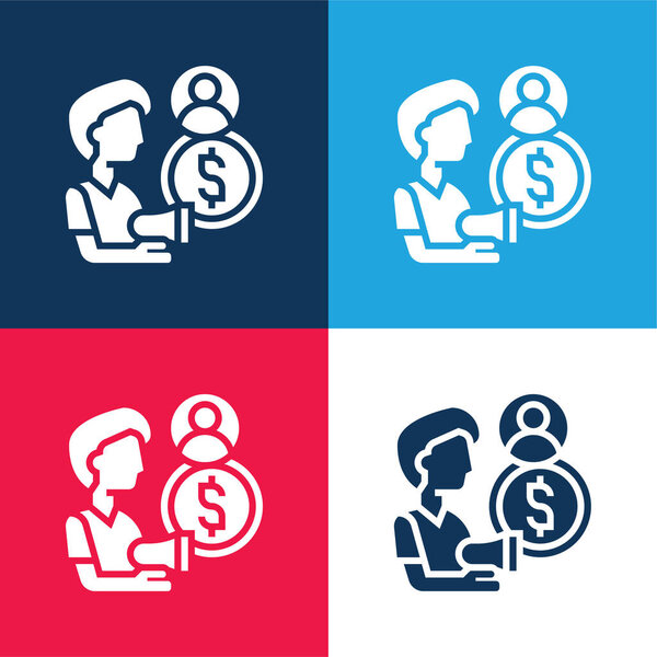 Affiliate blue and red four color minimal icon set