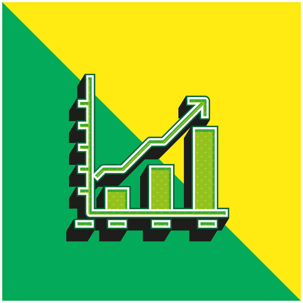 Аналитика Зеленый и желтый современный 3D логотип векторной иконки