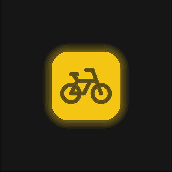 Bicycle yellow glowing neon icon