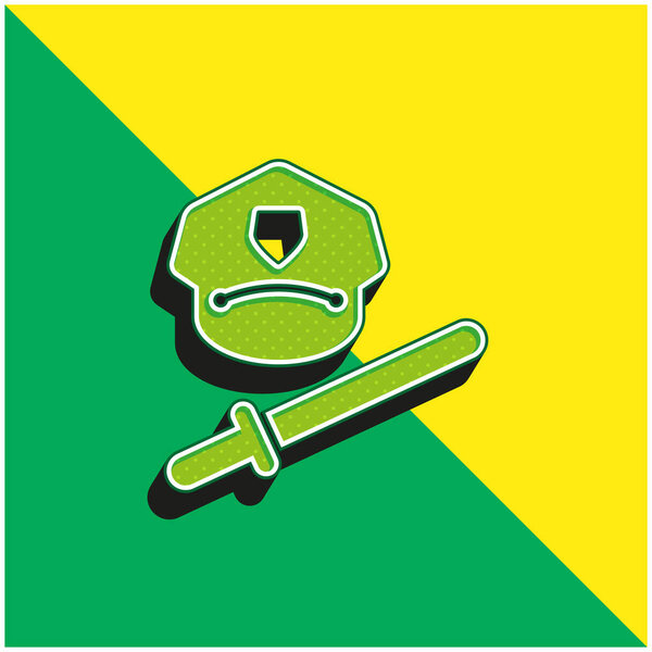 Baton Green and yellow modern 3d vector icon logo