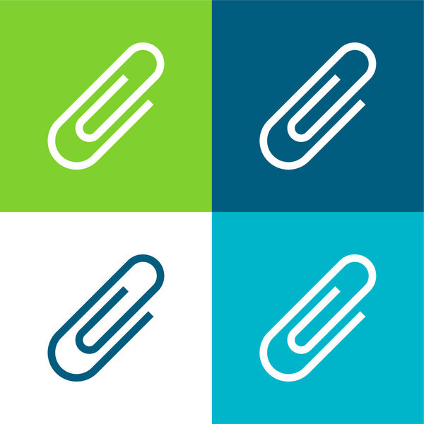 Attached Flat four color minimal icon set