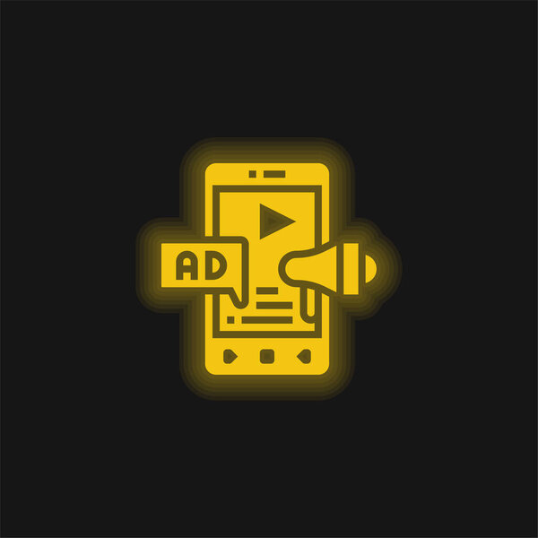 Advertising yellow glowing neon icon