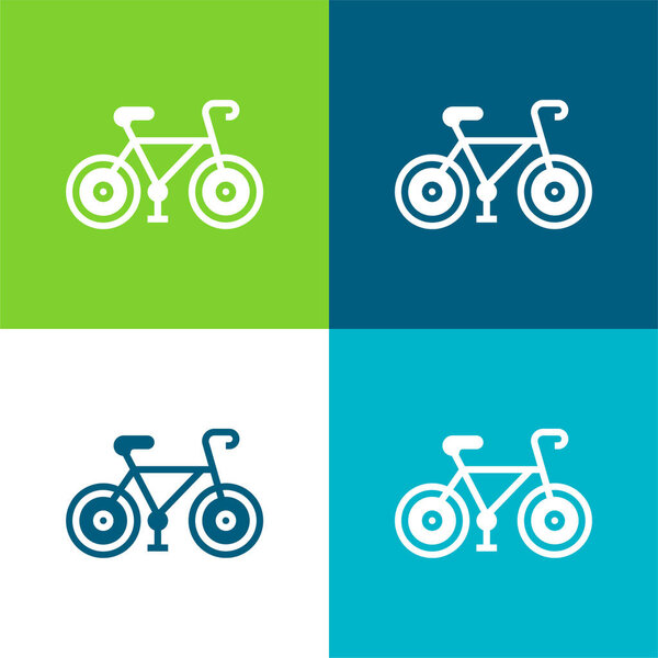 Bicycle Flat four color minimal icon set