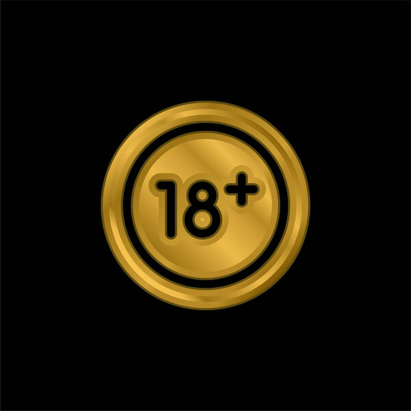 Age Limit gold plated metalic icon or logo vector