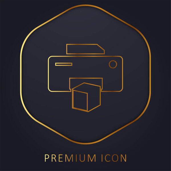 3d Printer Symbol golden line premium logo or icon
