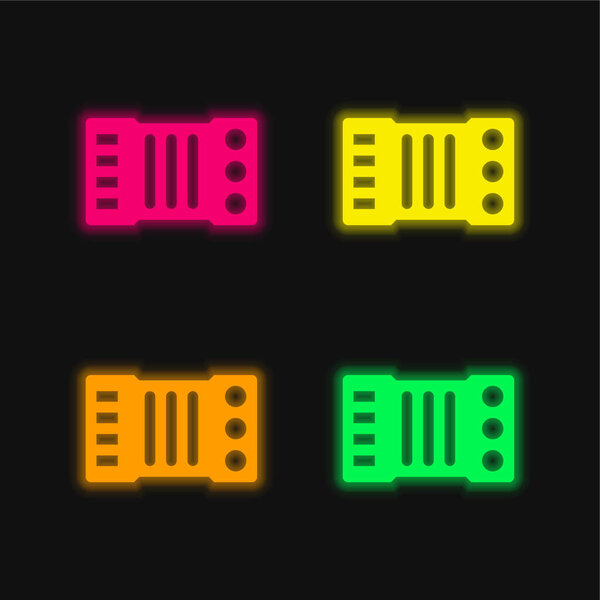 Accordion four color glowing neon vector icon