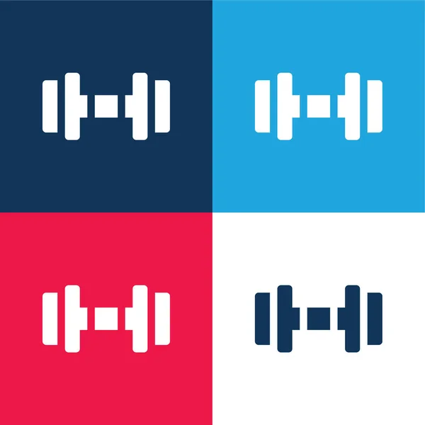 Barbell Blue Red Four Color Minimal Icon Set — Stock Vector