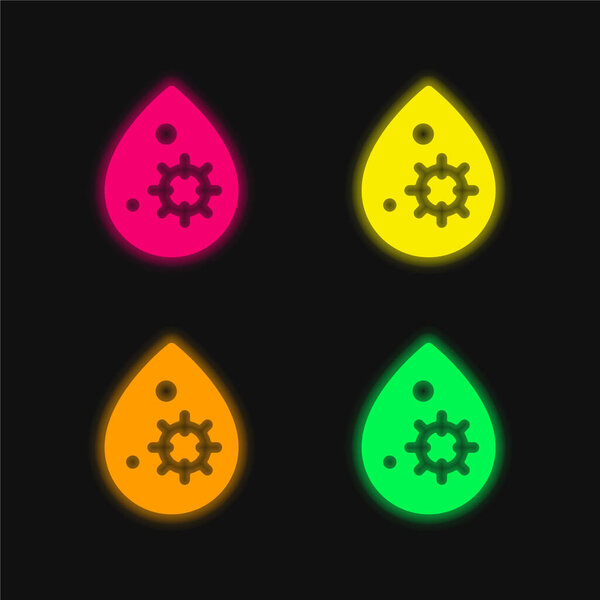 Blood four color glowing neon vector icon