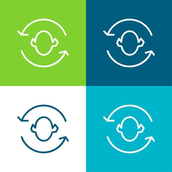 Стрелки вокруг силуэта головы Плоский четырехцветный минимальный набор значков