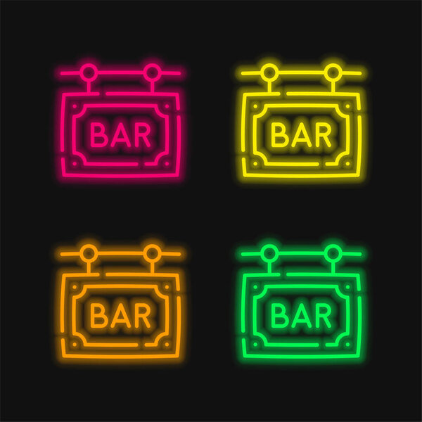 Bar four color glowing neon vector icon
