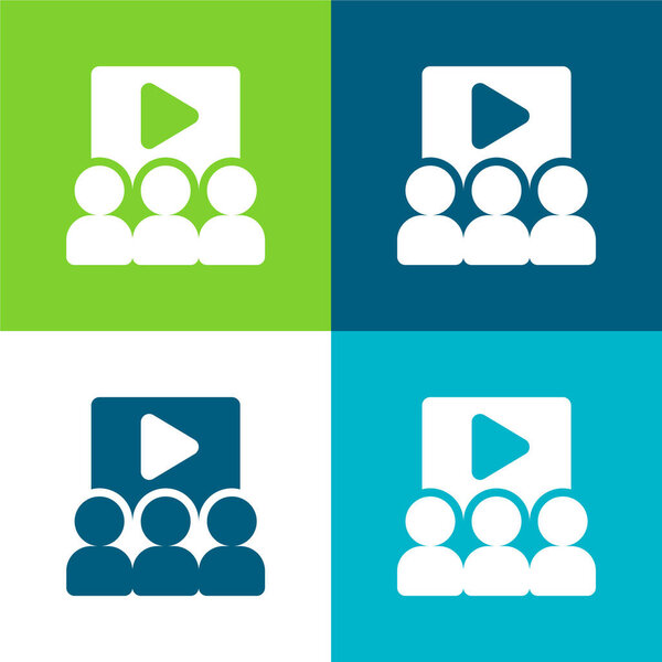 Audiencia Conjunto Iconos Cuatro Colores Mínimos — Vector de stock