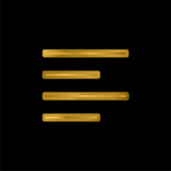 Выровнять левый позолоченный металлический значок или вектор логотипа