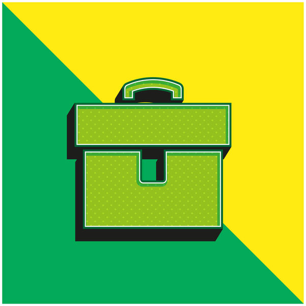 Briefcase Green and yellow modern 3d vector icon logo