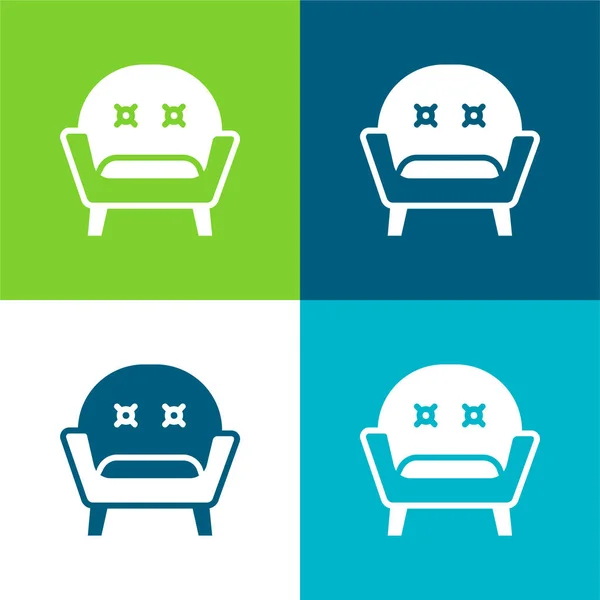 Sillón Plano Cuatro Colores Icono Mínimo Conjunto — Vector de stock