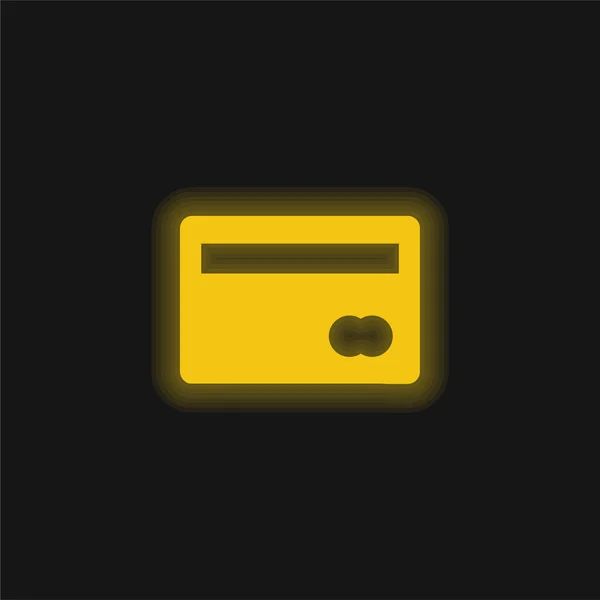 Große Kreditkarte Gelb Leuchtende Neon Symbol — Stockvektor