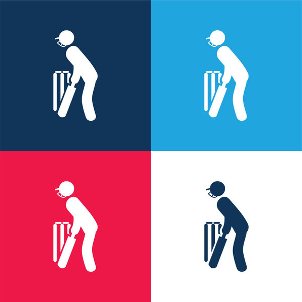 Bats Man blue and red four color minimal icon set