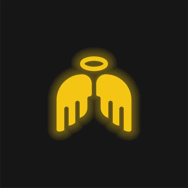 stock vector Angel yellow glowing neon icon