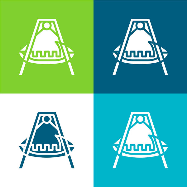Boat Flat four color minimal icon set