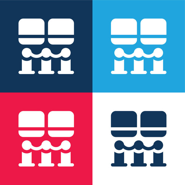 Art Museum blue and red four color minimal icon set