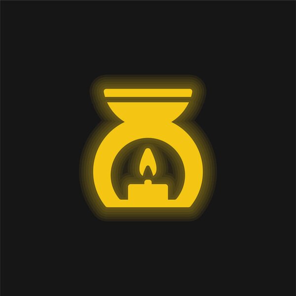 Aromatherapy Spa Treatment yellow glowing neon icon