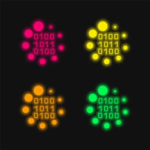 stock vector Binary Code Loading Symbol four color glowing neon vector icon