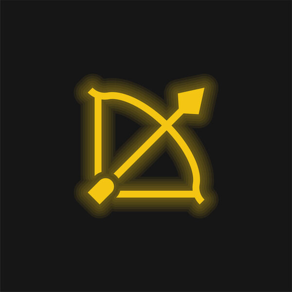 Archery yellow glowing neon icon