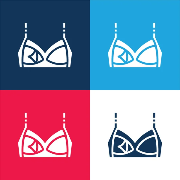 Bra Blue Red Four Color Minimal Icon Set — Stock Vector