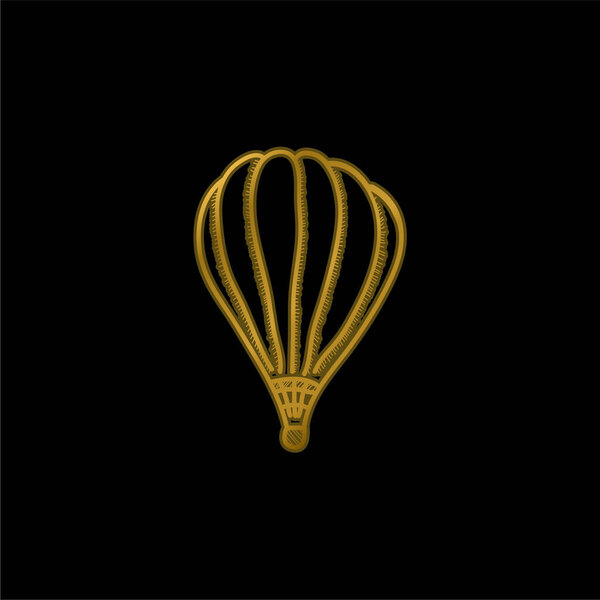 Air Balloon gold plated metalic icon or logo vector
