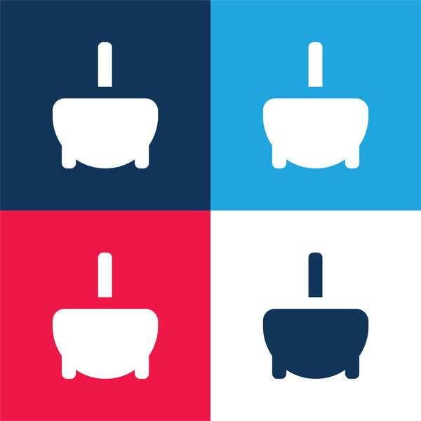 Bathtub blue and red four color minimal icon set