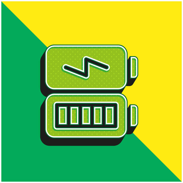 Battery Green and yellow modern 3d vector icon logo