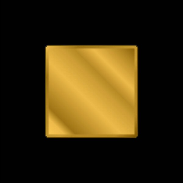 Black Square Shape gold plated metalic icon or logo vector