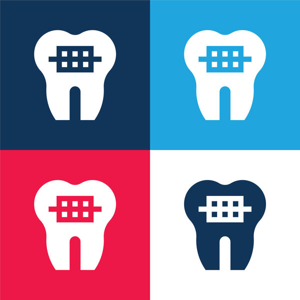 Braces blue and red four color minimal icon set