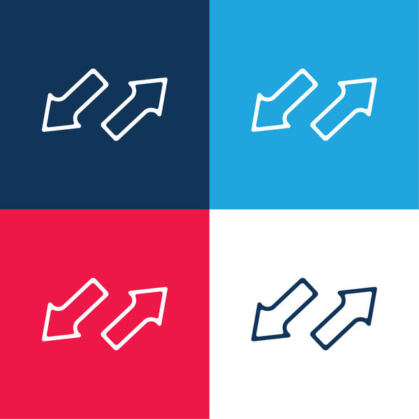 Arrows Couple Pointing Opposite Directions blue and red four color minimal icon set